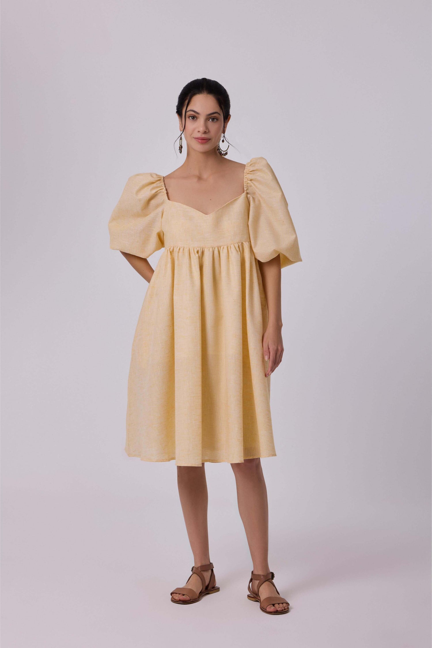 Layla Yellow Puff Dress