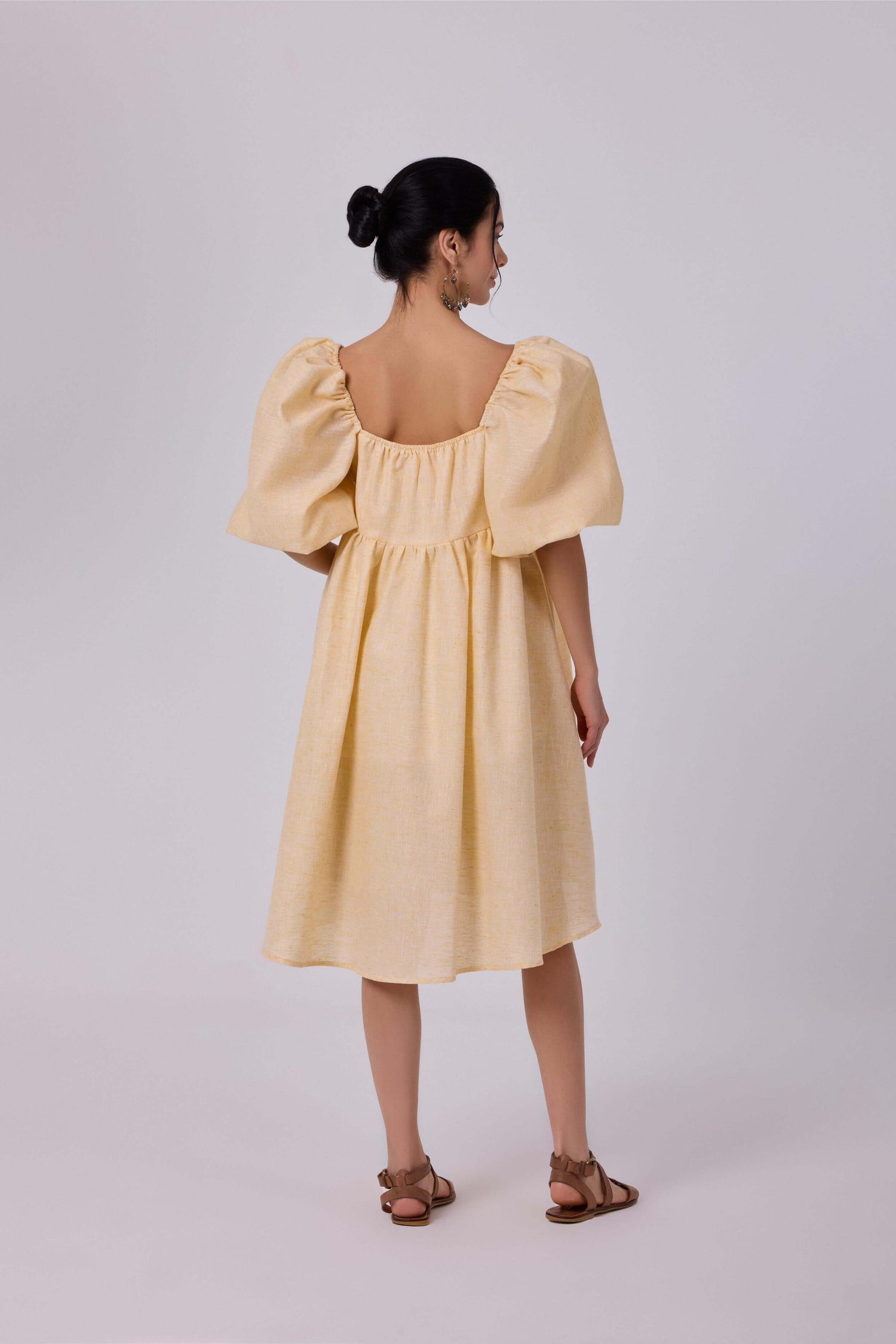 Layla Yellow Puff Dress