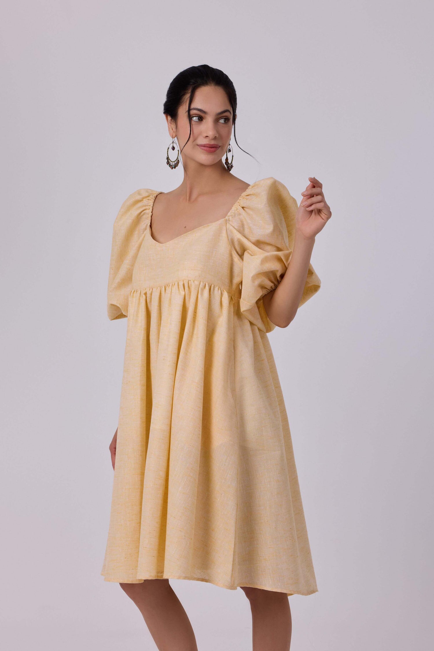 Layla Yellow Puff Dress