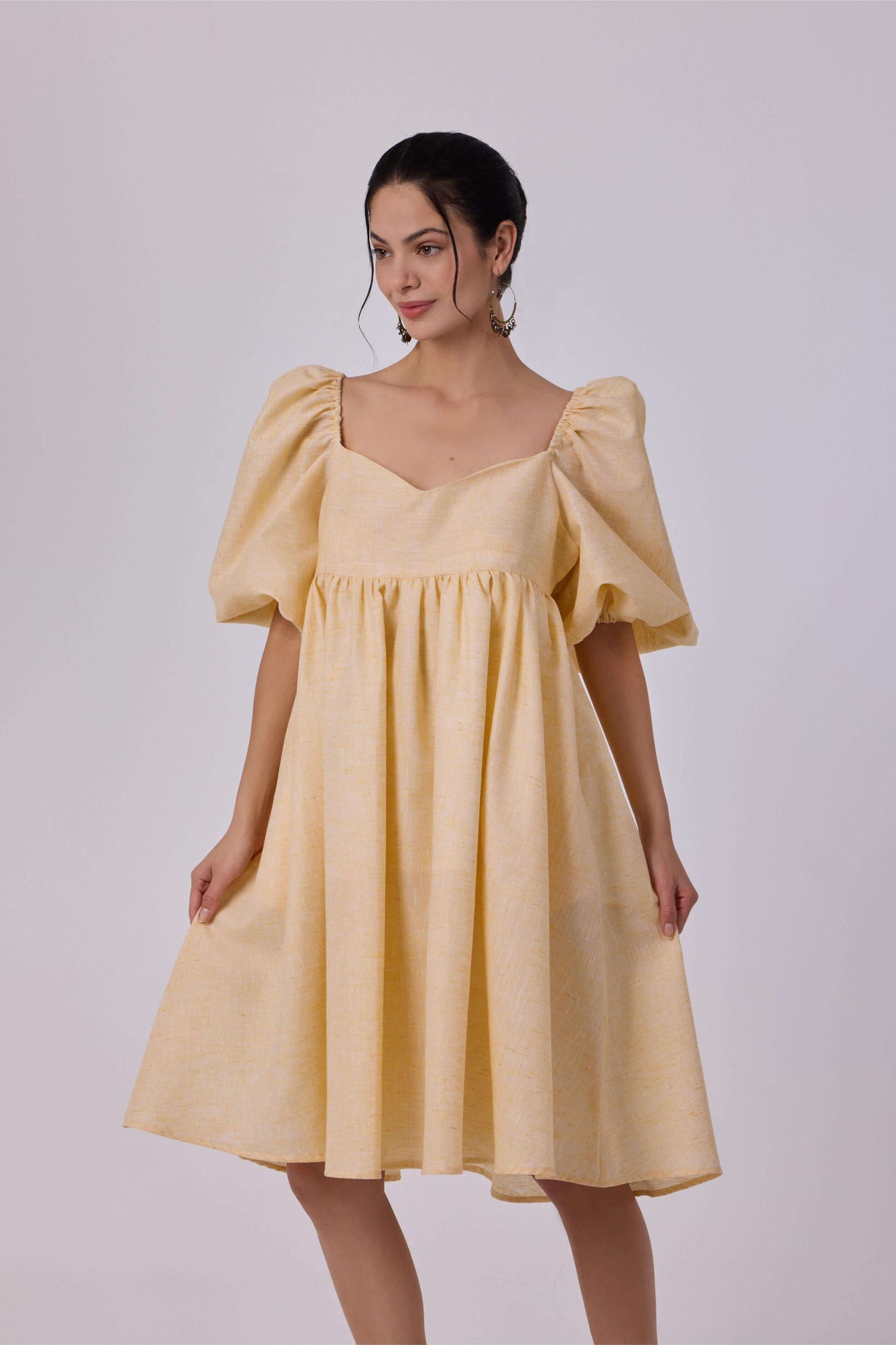 Layla Yellow Puff Dress