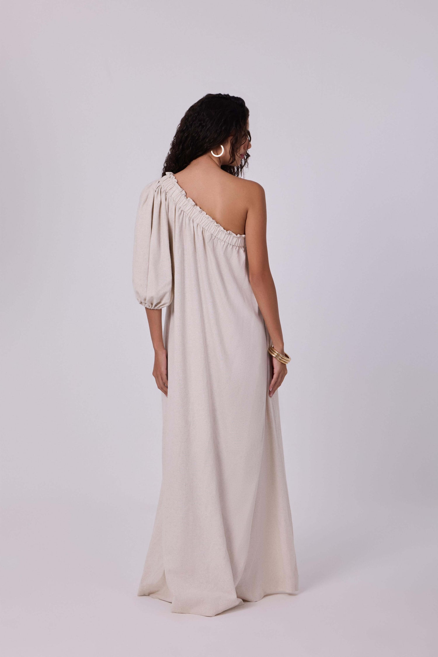 Dijah Linen Beige Maxi Dress