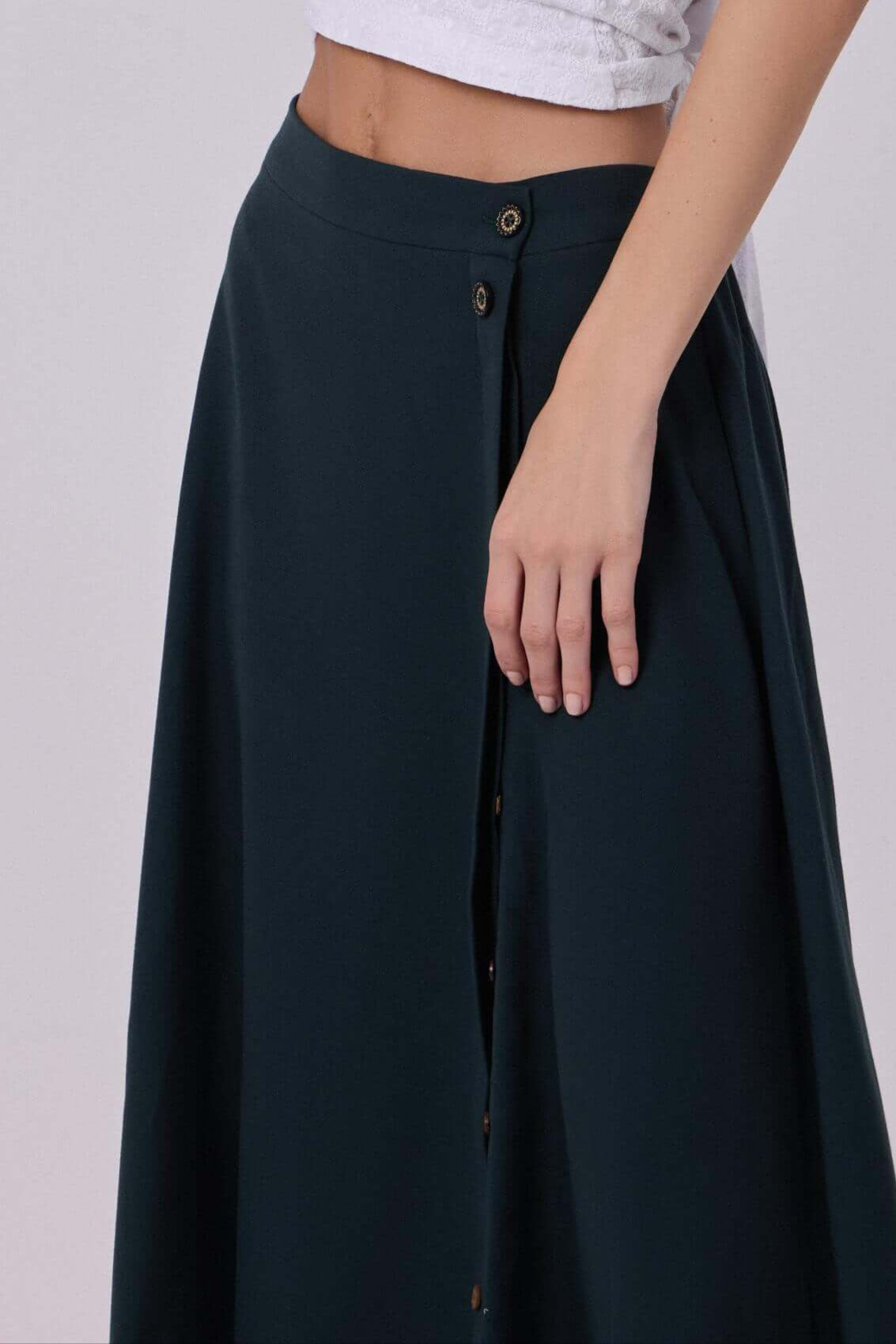 Nora Maxi Linen Dark Green Skirt