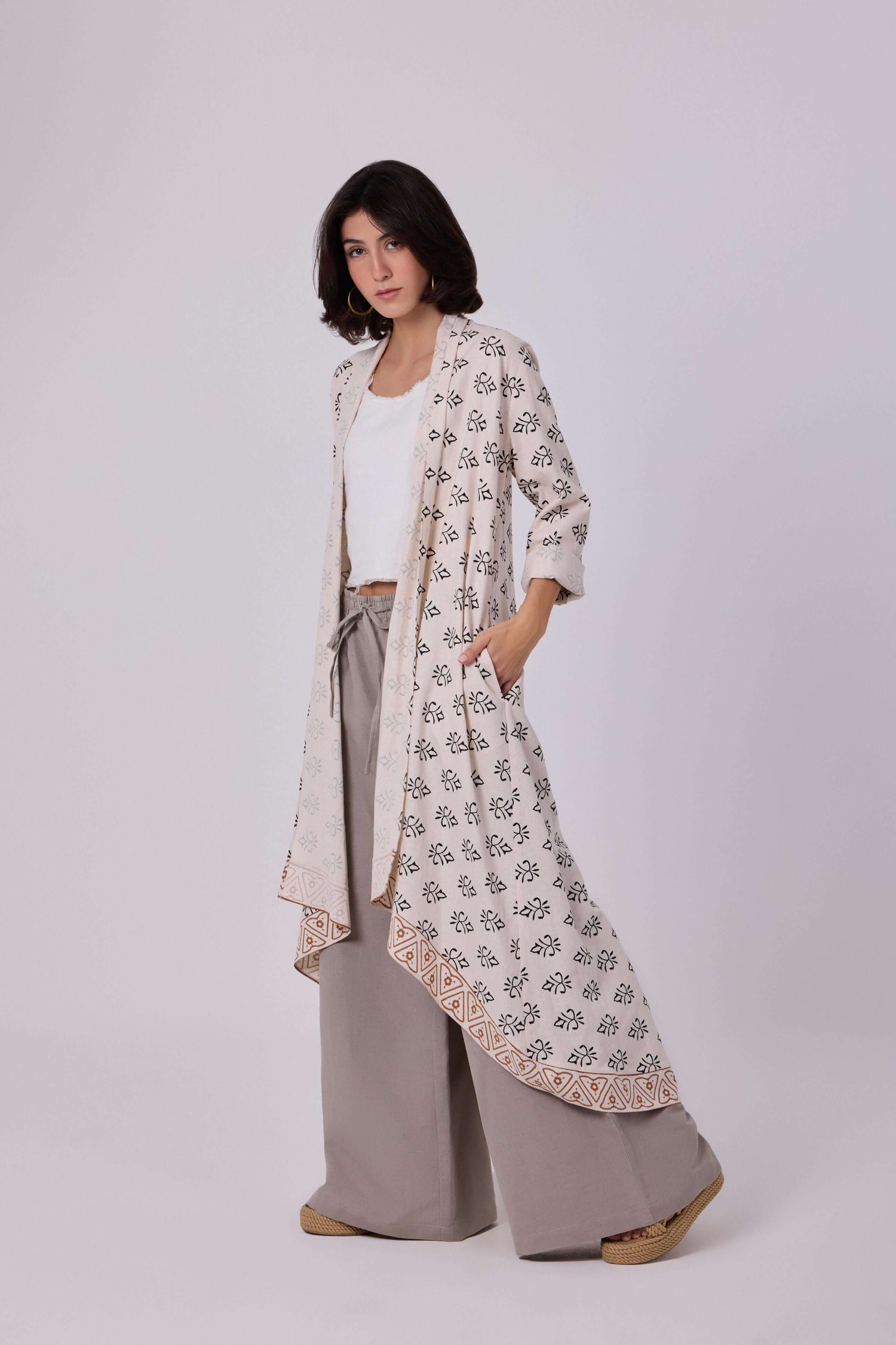 Selma Linen Motif Kimono