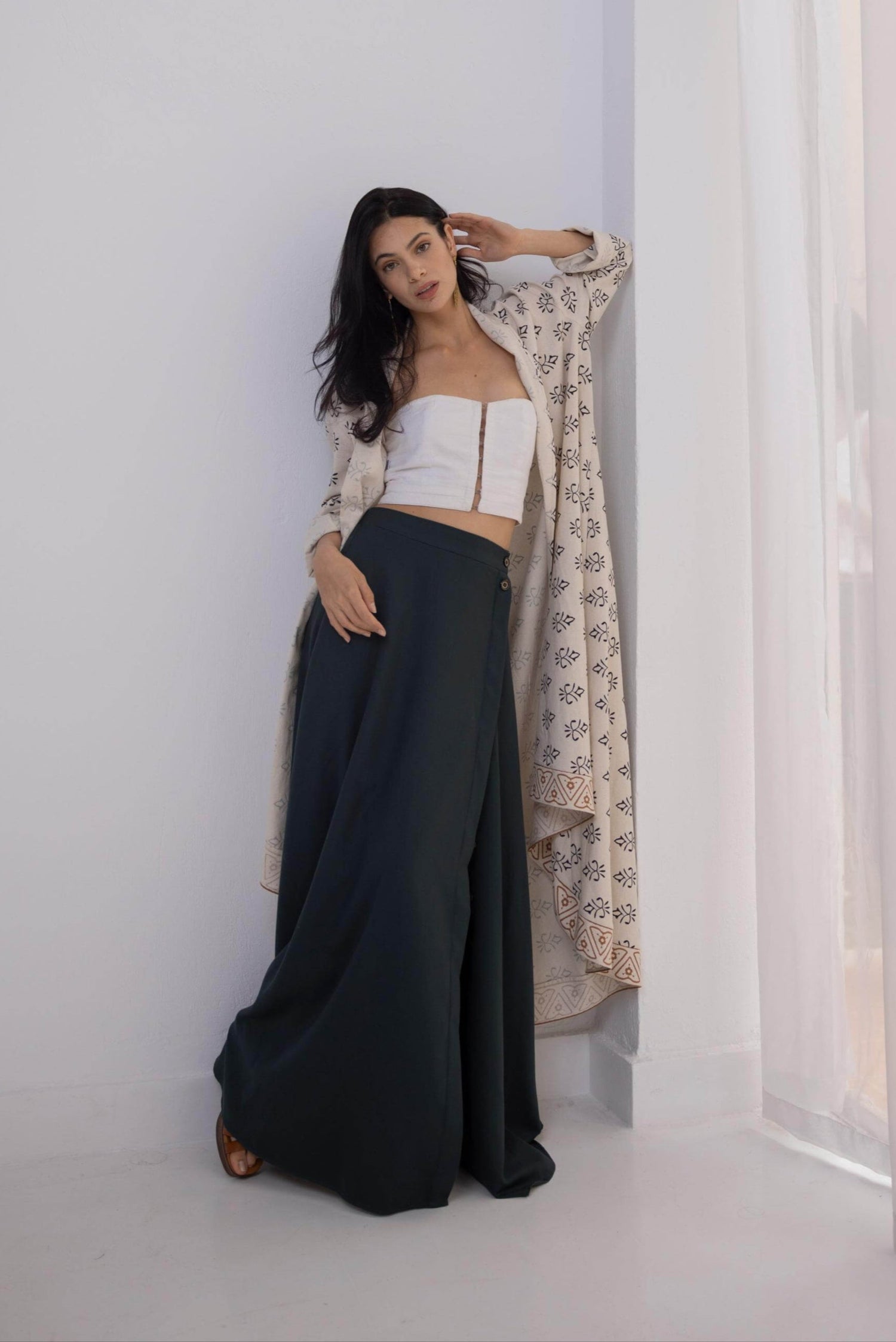 Selma Linen Motif Kimono