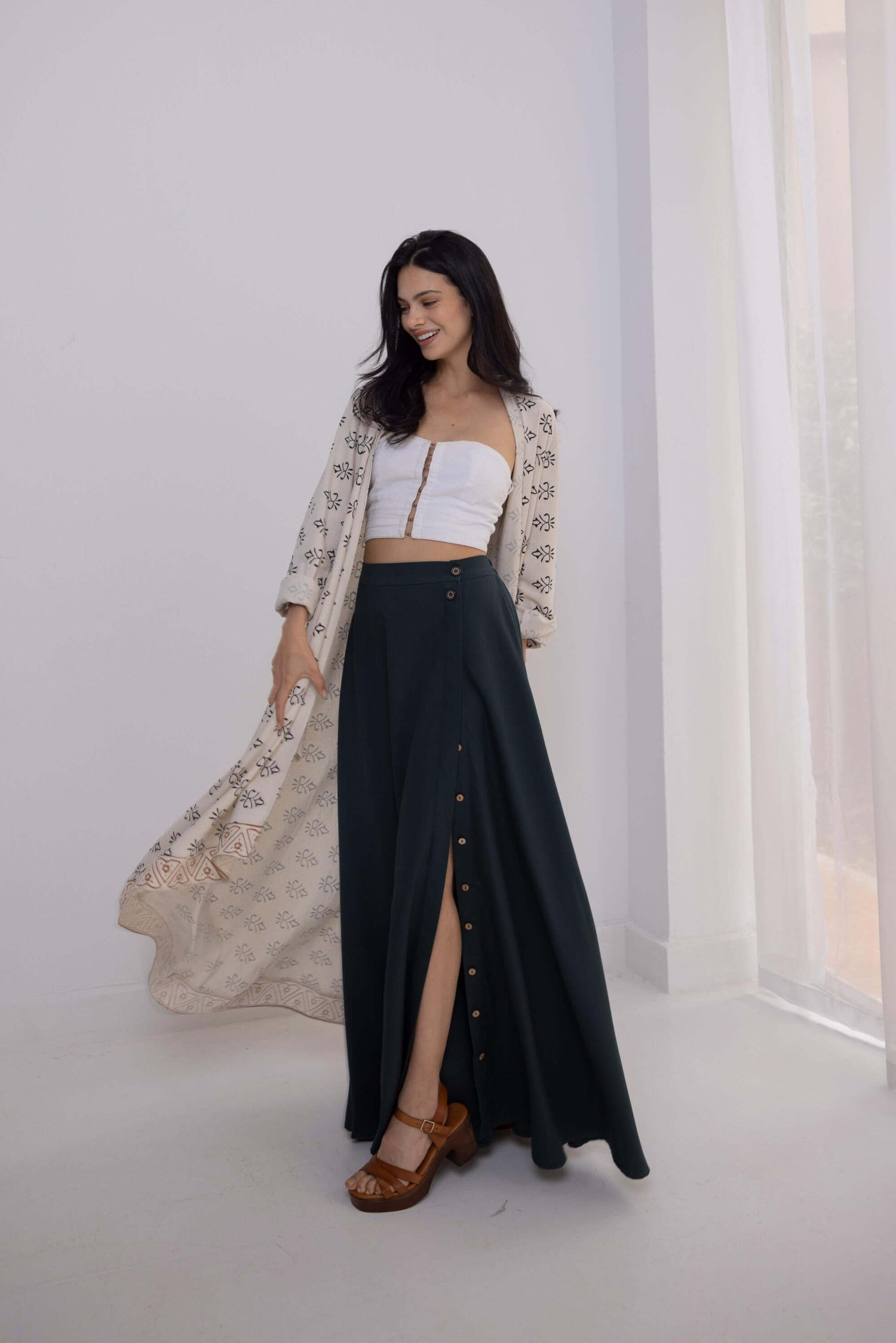 Selma Linen Motif Kimono
