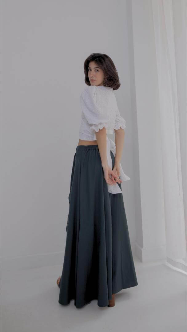 Nora Maxi Linen Dark Green Skirt
