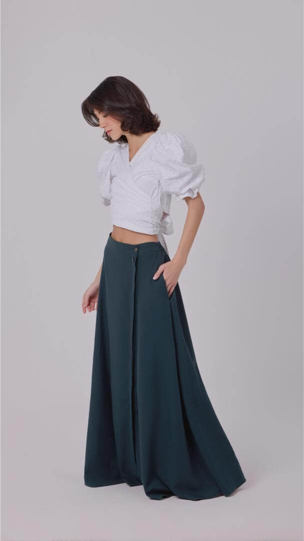 Nora Maxi Linen Dark Green Skirt
