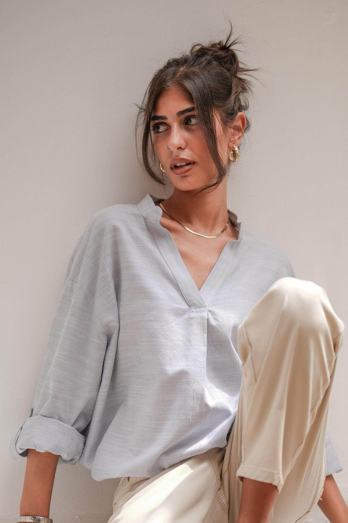 Sunday Oversized Blue Stripe Shirt