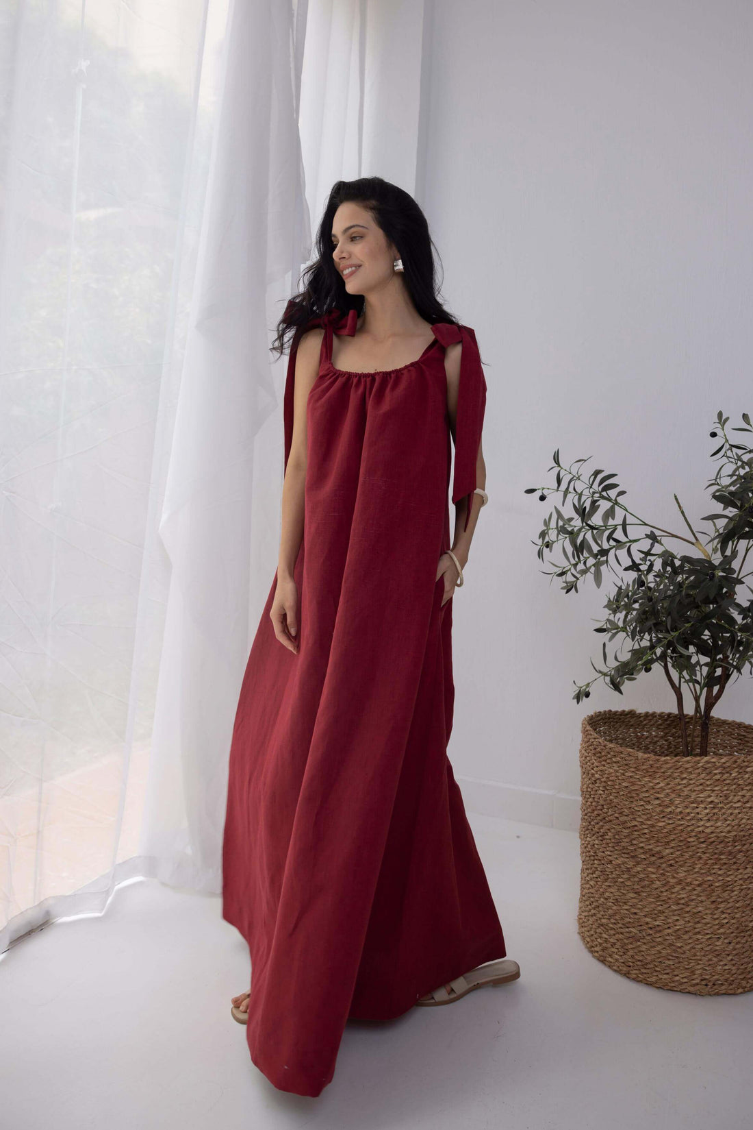 Nadia Linen Maxi Dress