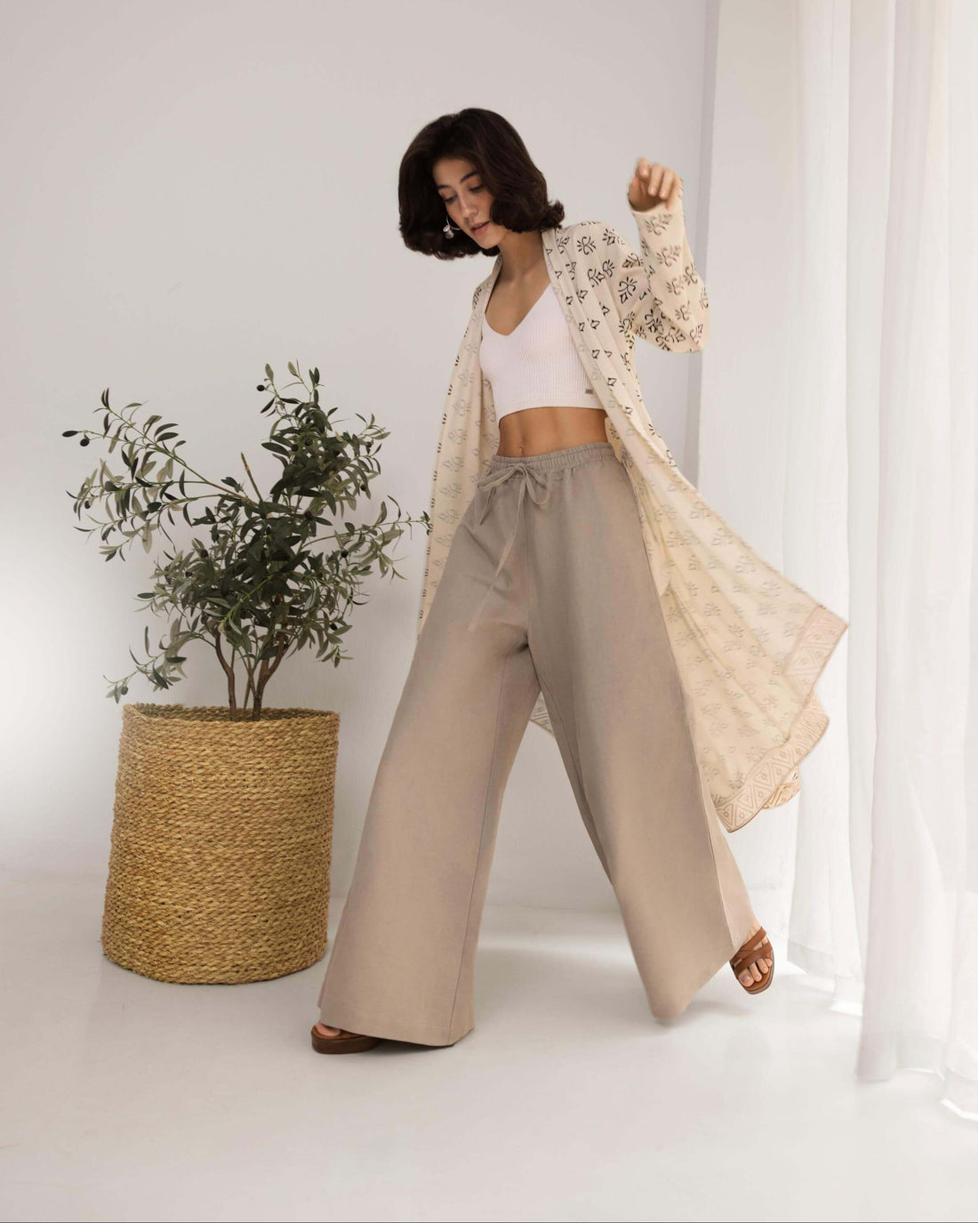 Selma Linen Motif Kimono