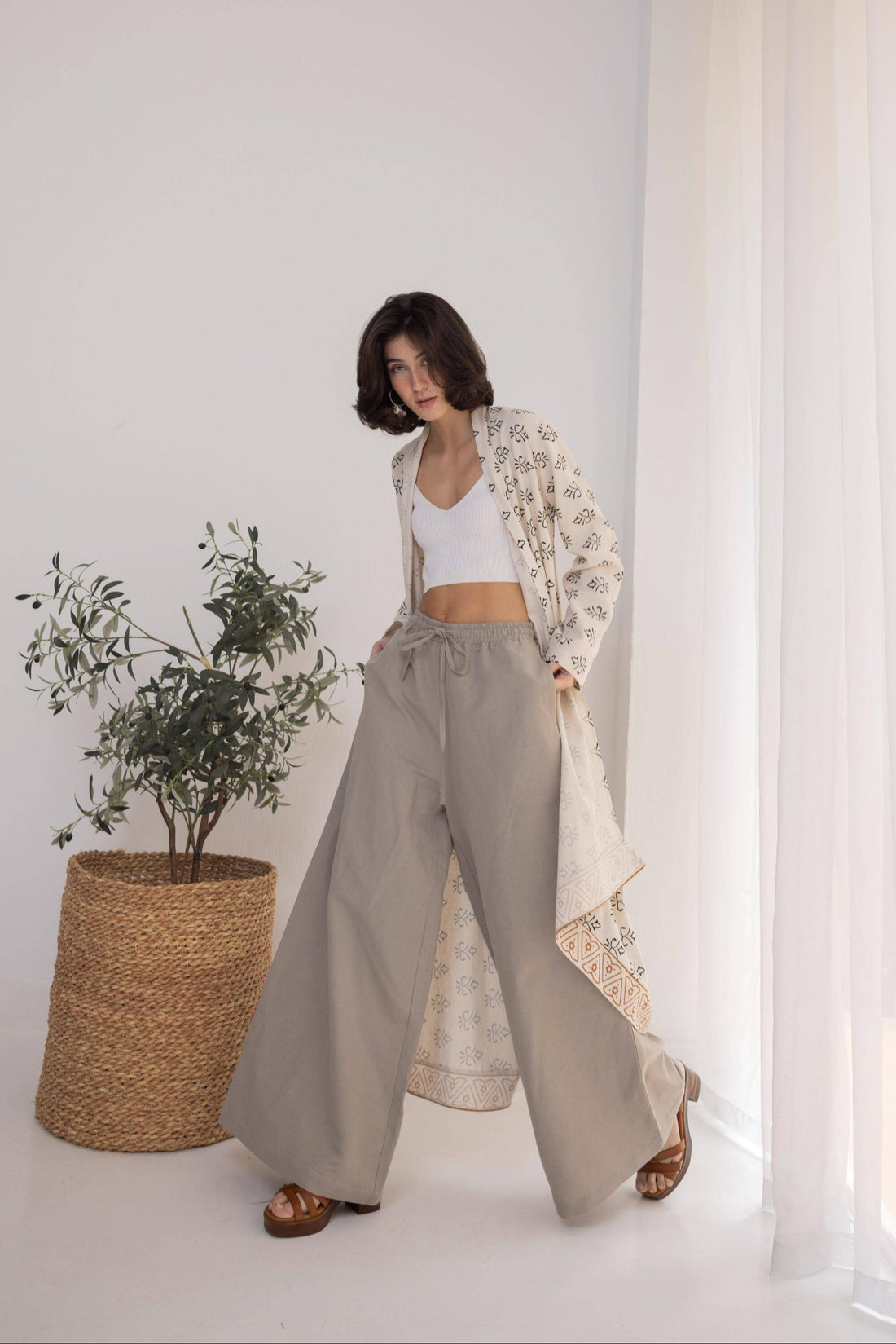 Selma Linen Motif Kimono