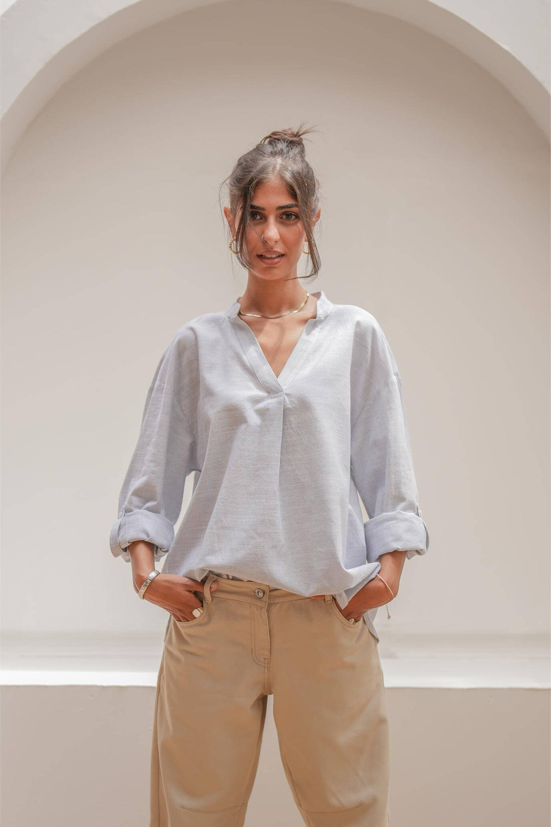 Sunday Oversized Blue Stripe Shirt