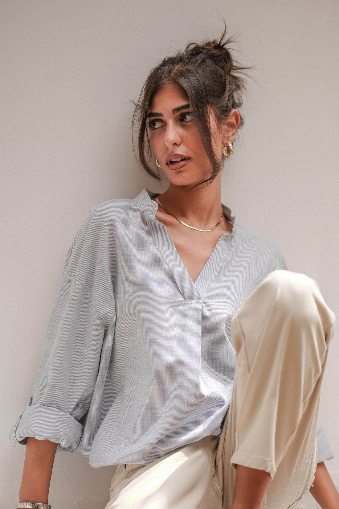 Sunday Oversized Blue Stripe Shirt