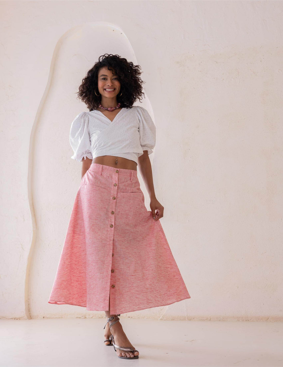 Velia linen Skirt - pink