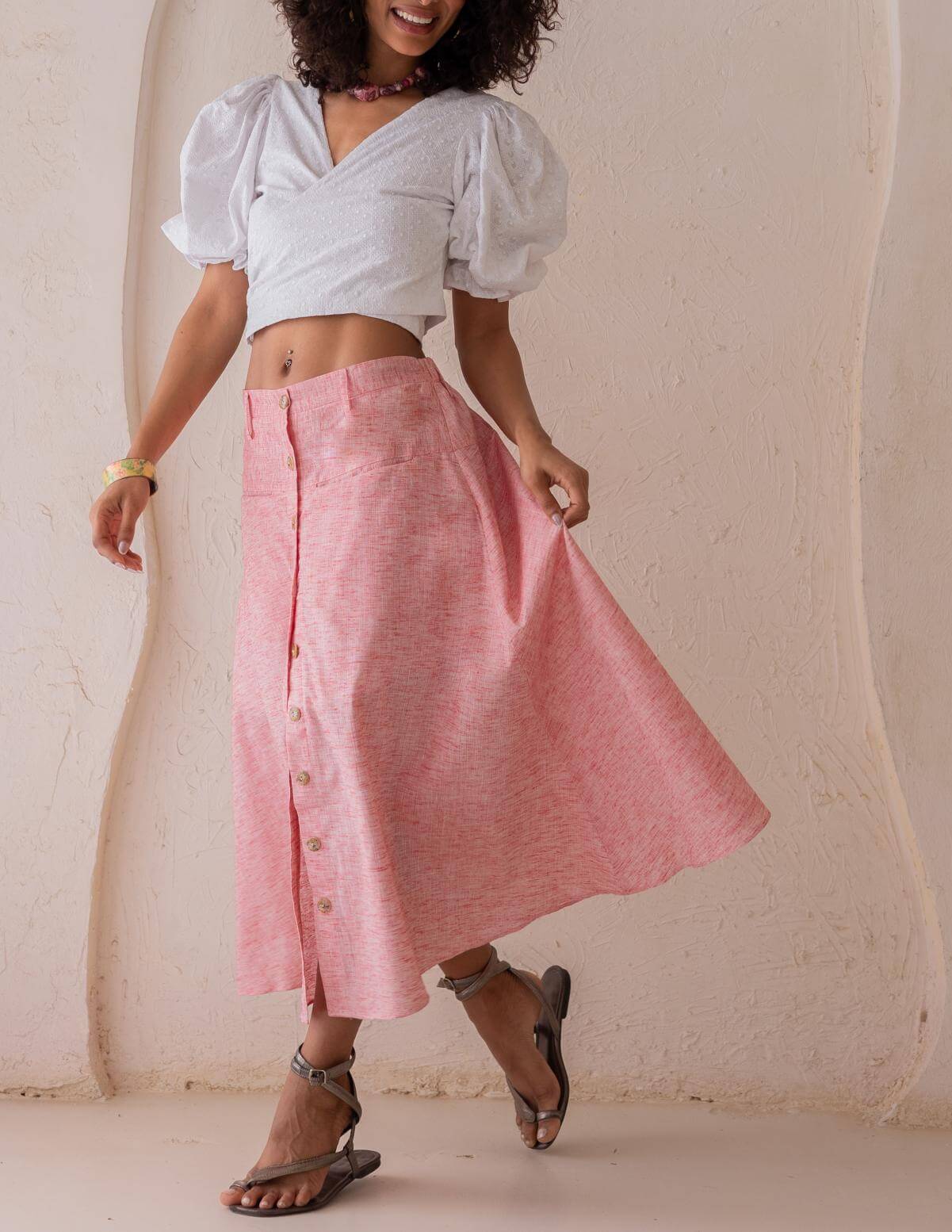 Velia linen Skirt - pink