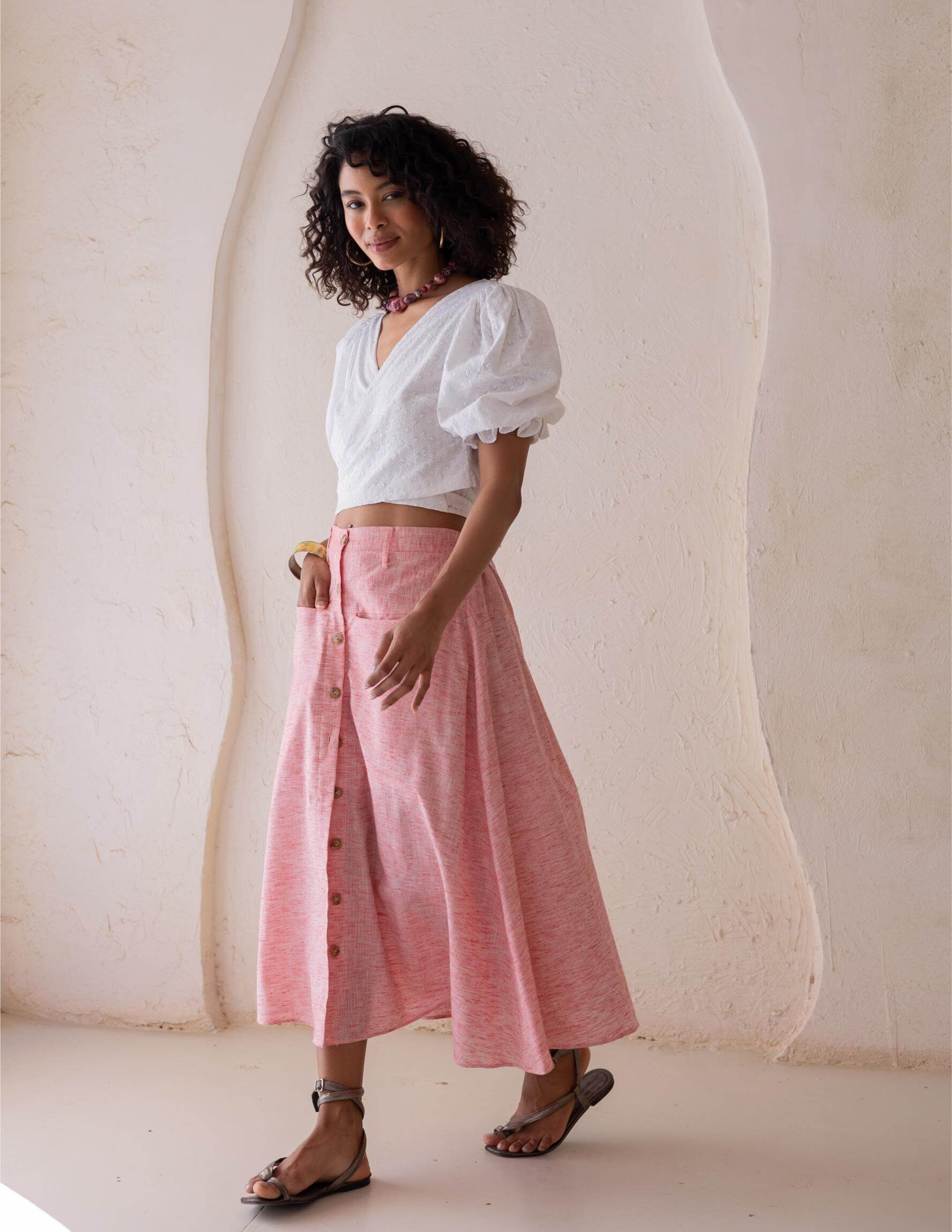 Velia linen Skirt - pink
