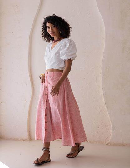 Velia linen Skirt - pink