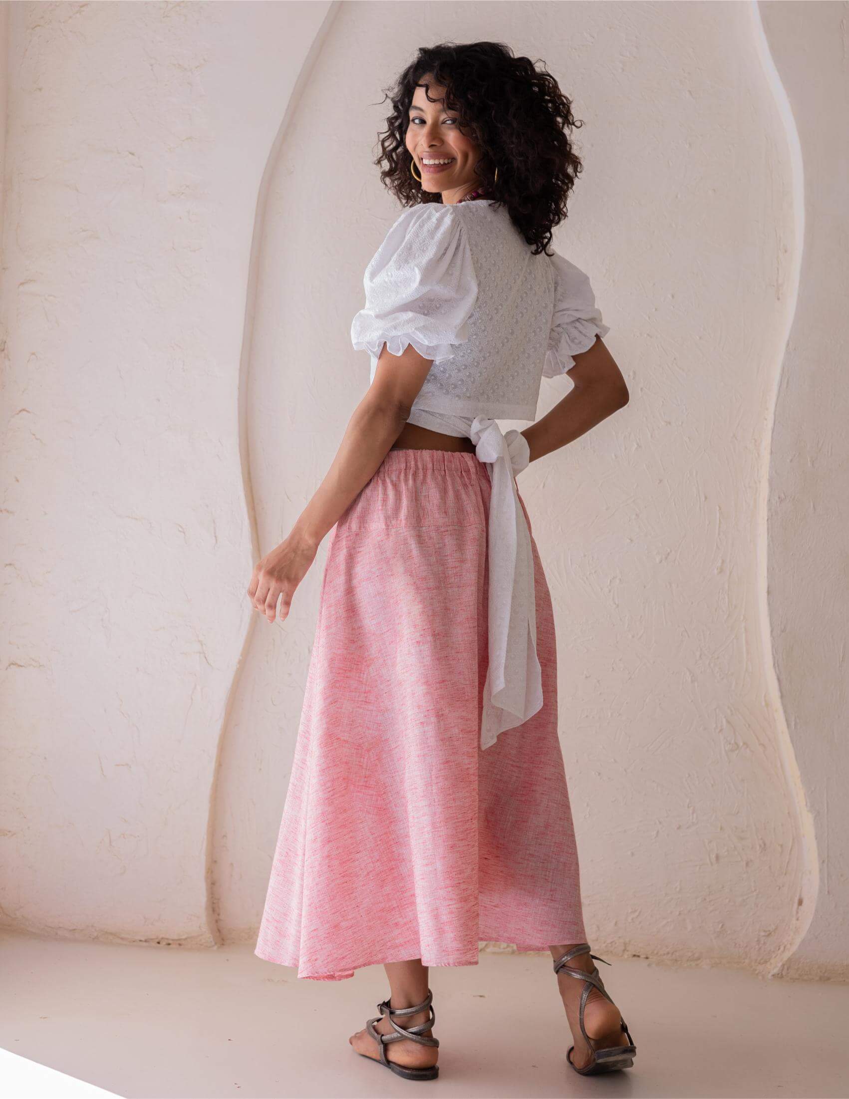 Velia linen Skirt - pink