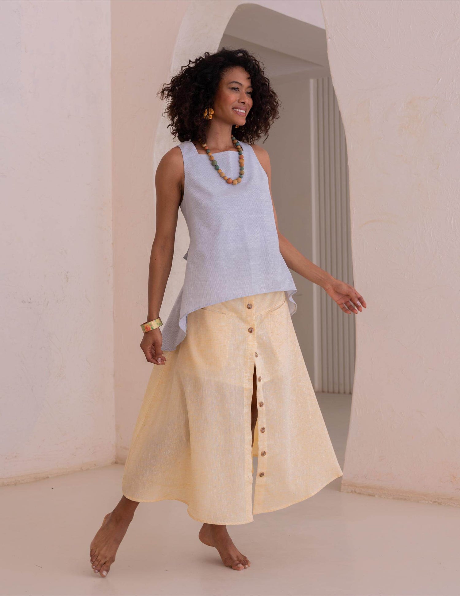 Velia linen Skirt - yellow