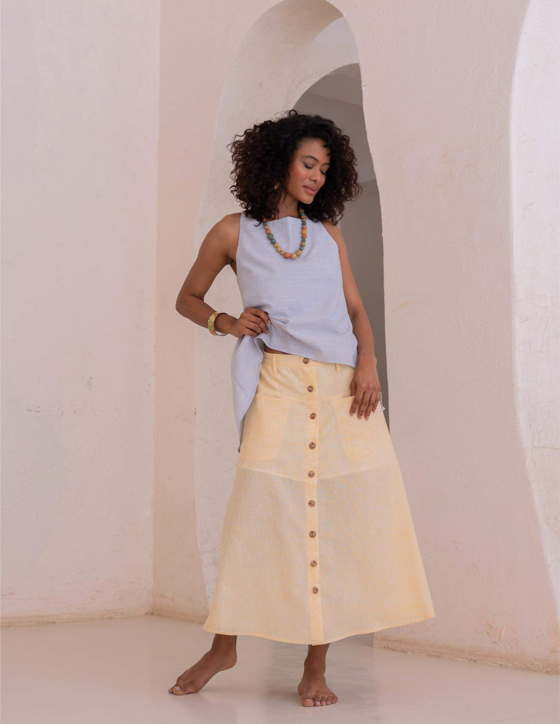 Velia linen Skirt - yellow