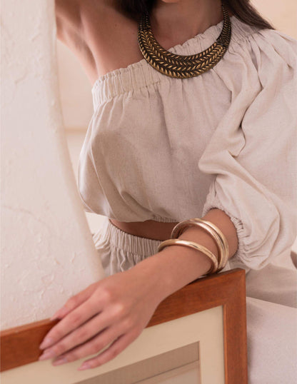 Dijah Linen Beige Maxi Set