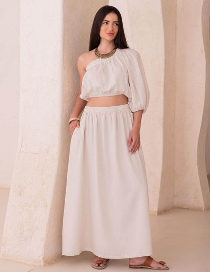 Dijah Linen Beige Maxi Set