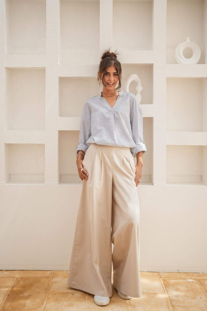 City Flow Wide Leg Pants Beige
