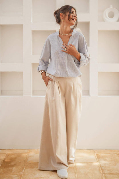 City Flow Wide Leg Pants Beige