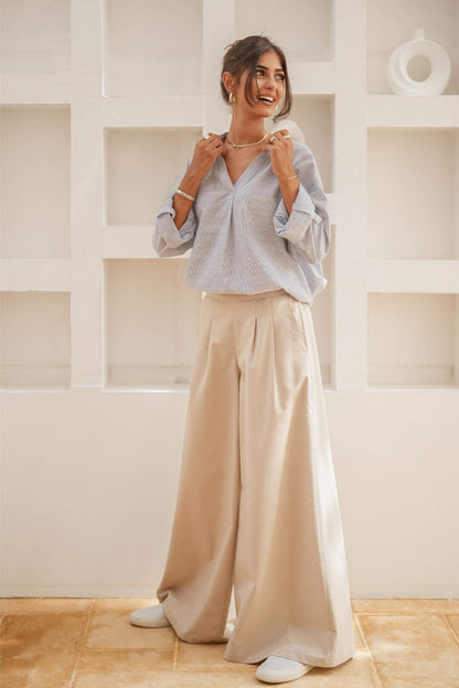 City Flow Wide Leg Pants Beige