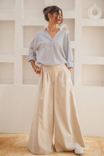 City Flow Wide Leg Pants Beige