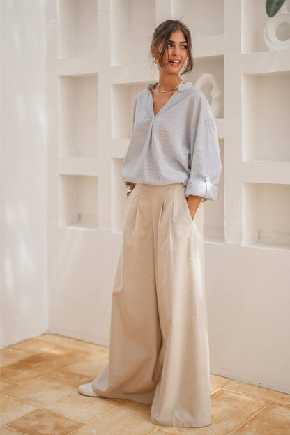 City Flow Wide Leg Pants Beige