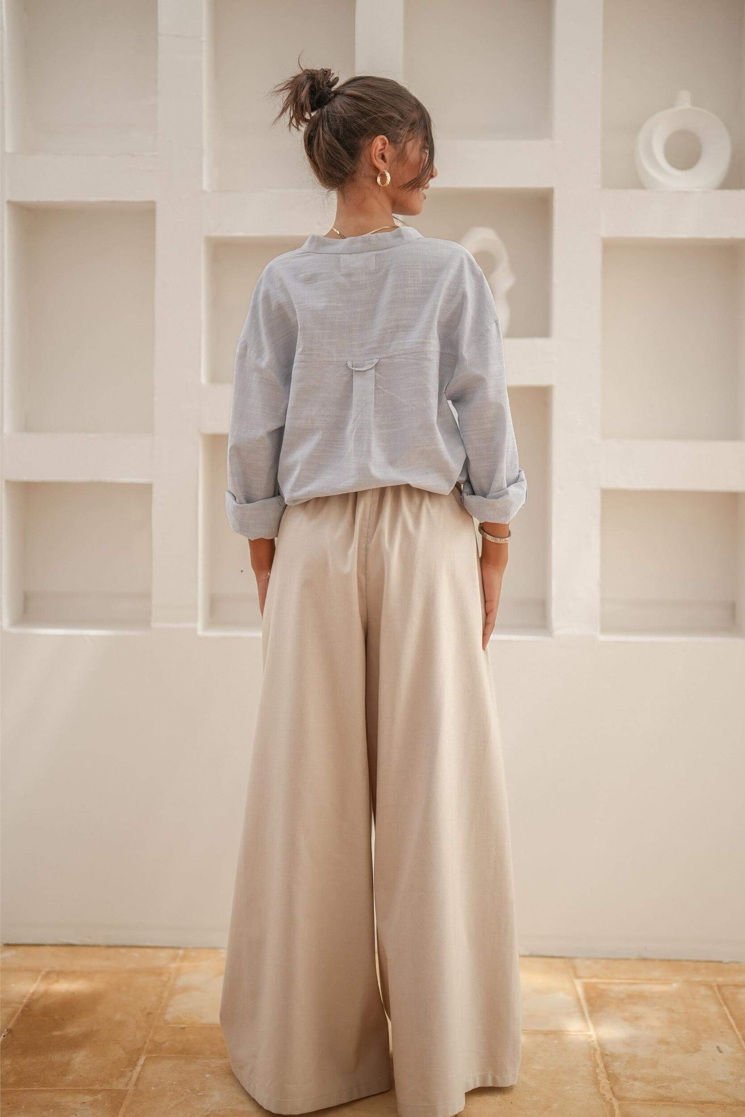 City Flow Wide Leg Pants Beige