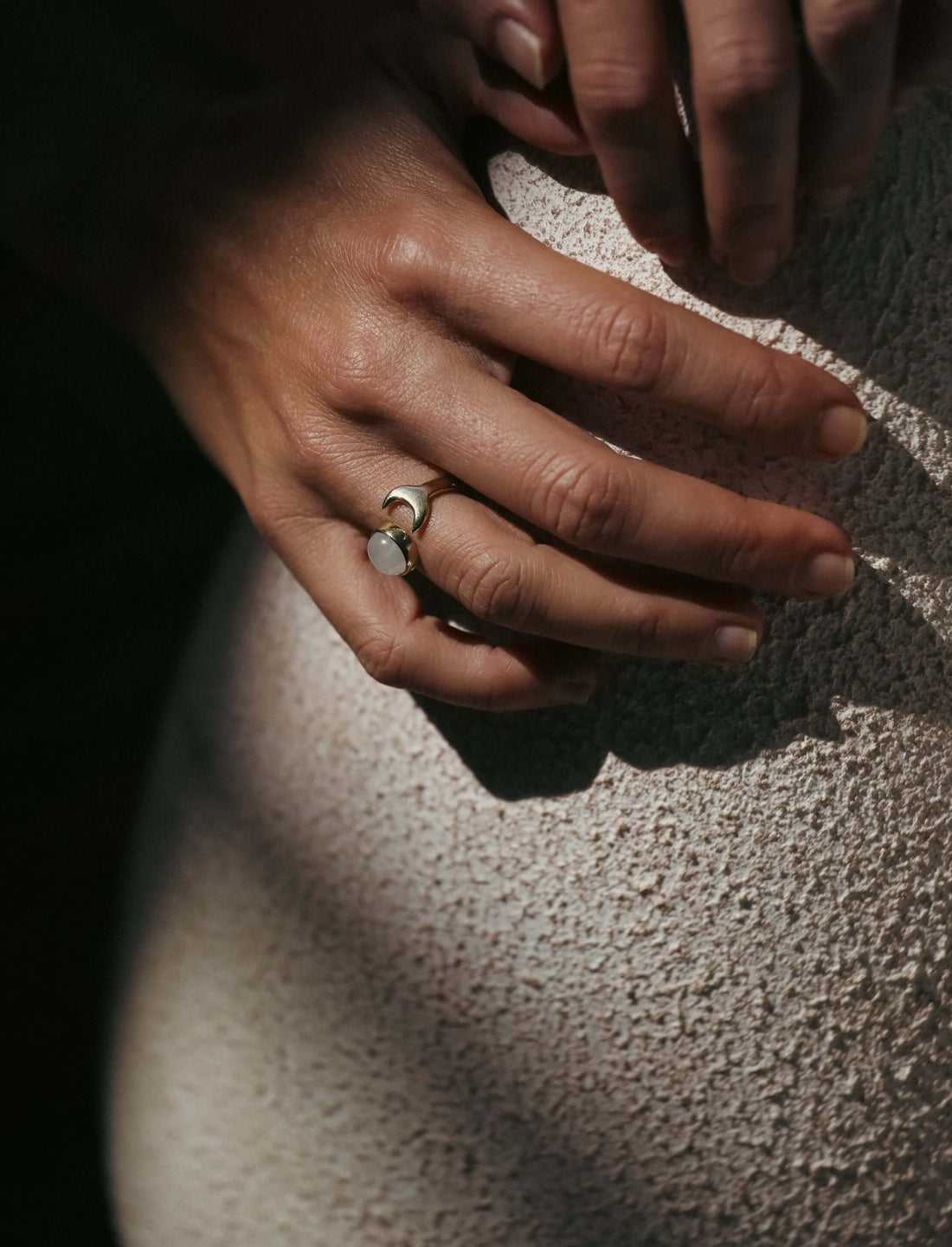 Crescent Moon Ring Brass