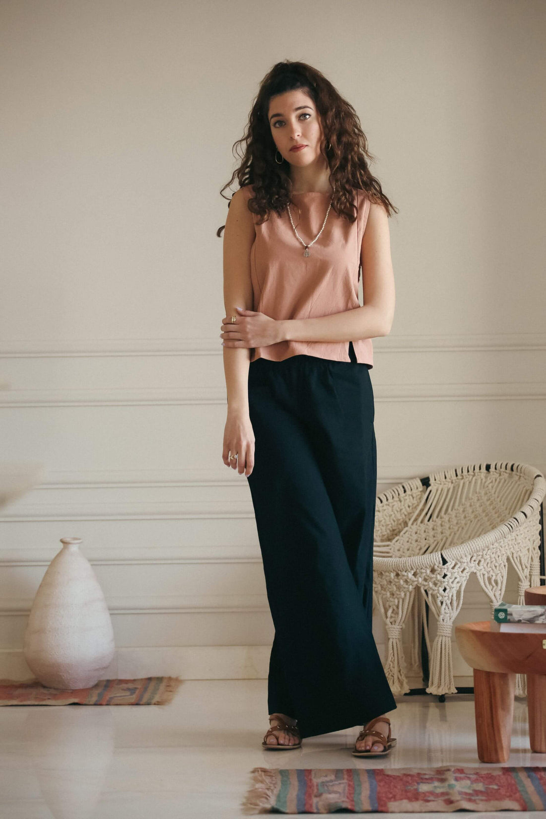 Lush Wide-Leg 100% Cotton Pants - Black