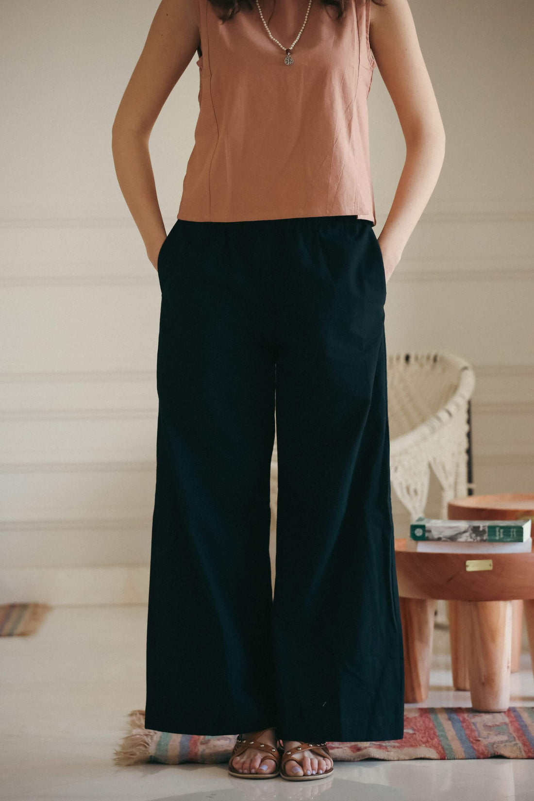 Lush Wide-Leg 100% Cotton Pants - Black