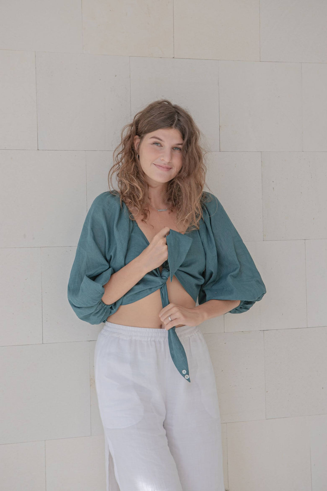 Bow Top Cotton Linen Blend