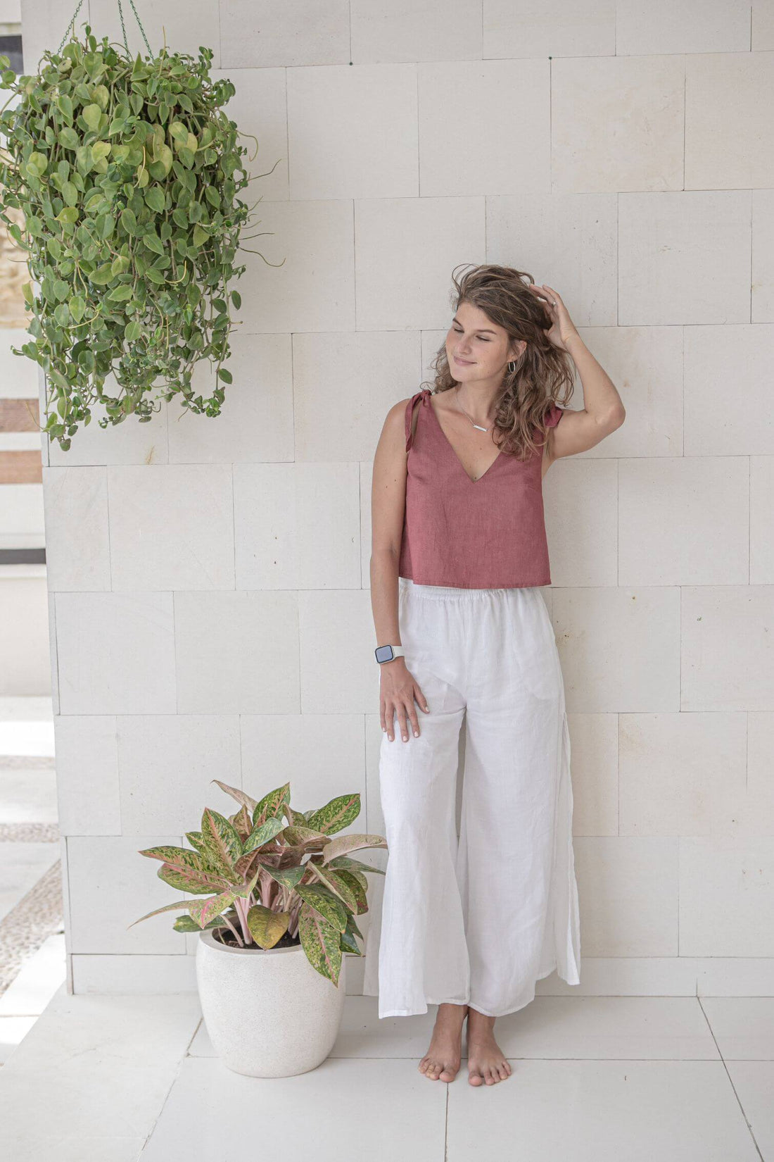 Flow-me pants Undyed Ramie &amp; Cotton