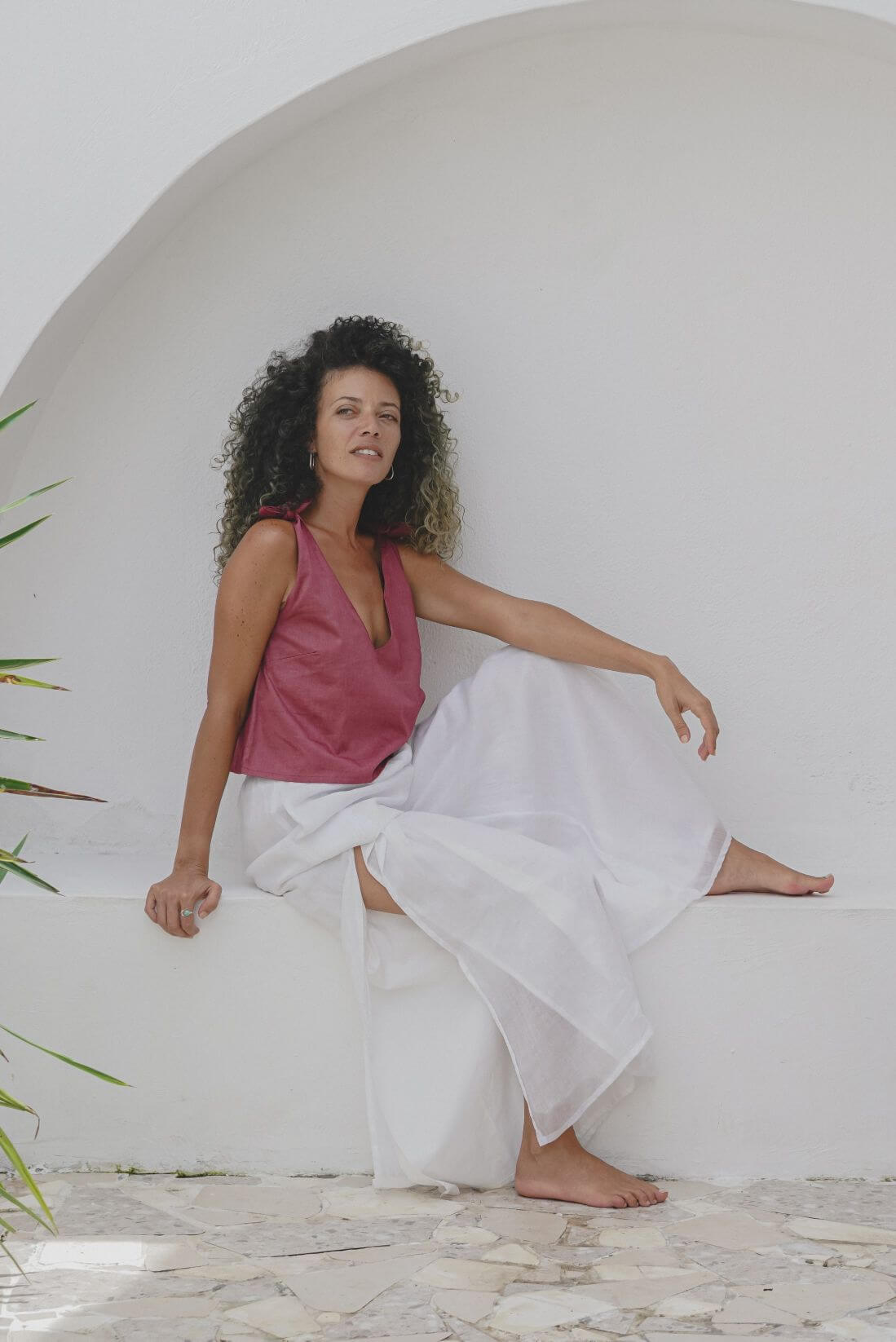 Flow-me pants Undyed Ramie &amp; Cotton